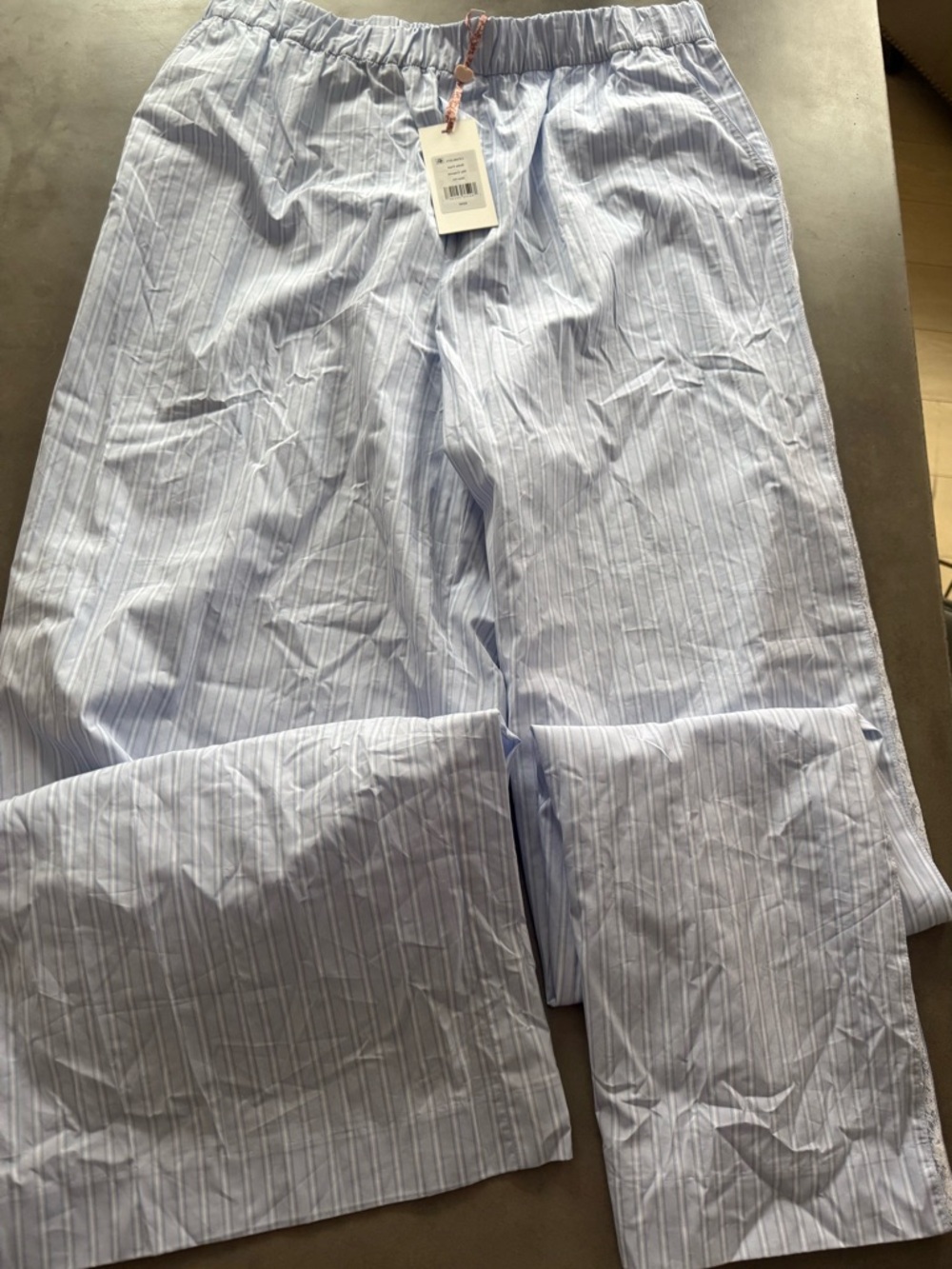 Love shack fancy Light Blue Pinstripe Lounge Pants helia